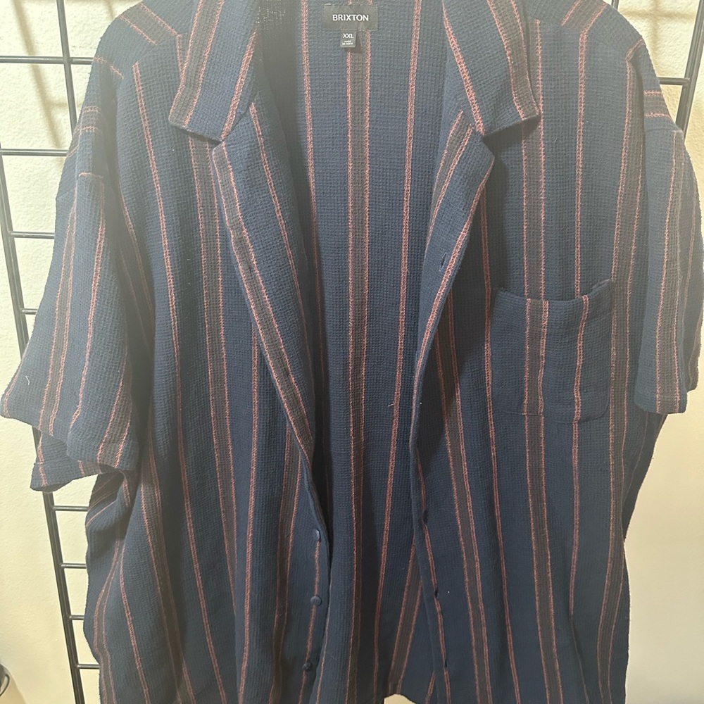 Brixton Navy and Red Striped Dress Shirt
